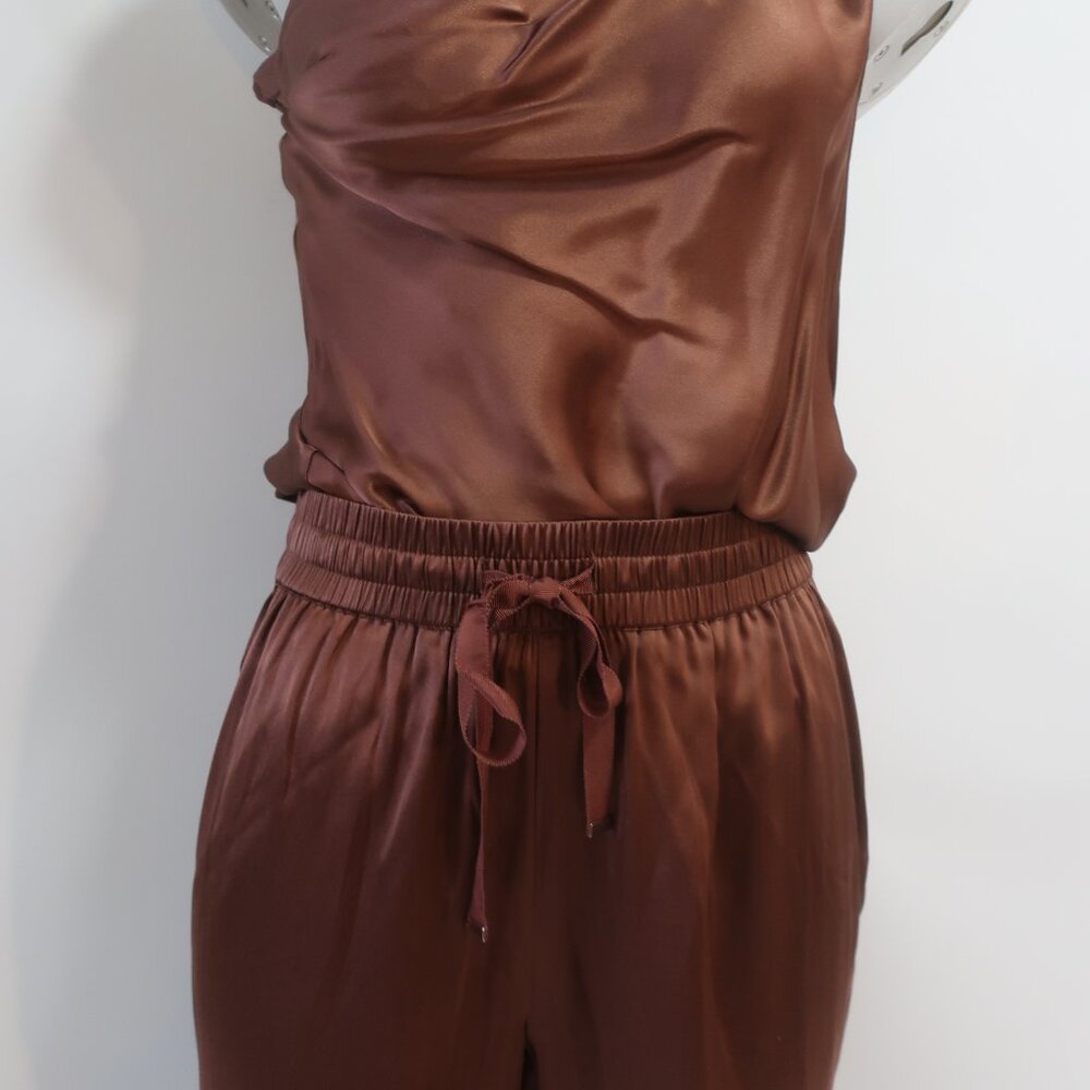 NWT Womens Cami NYC Sena Silk Blend Coffee Brown Pants S/Darby Bodysuit Set S - Picture 5 of 11